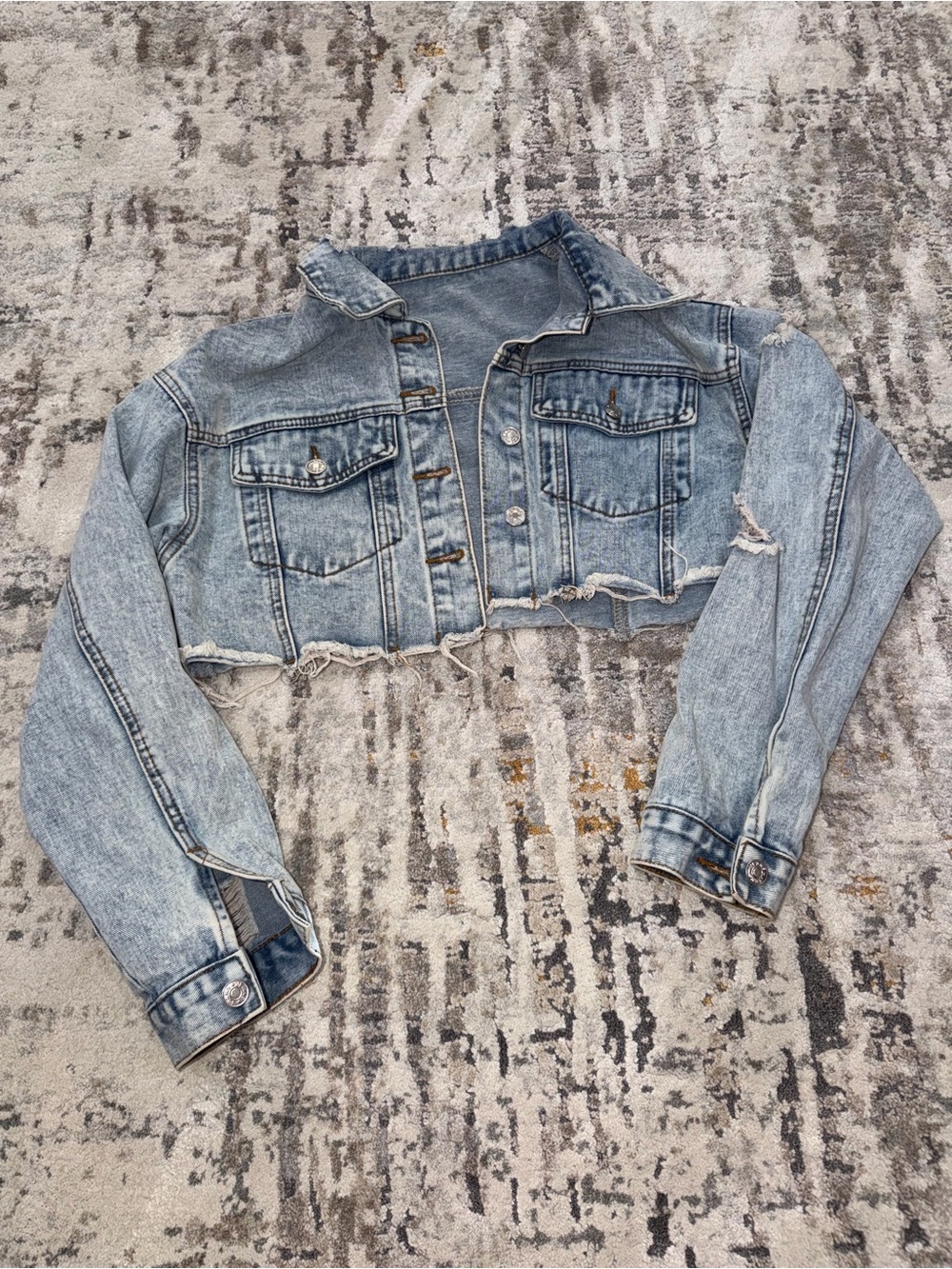 Cropped Light Wash Denim Jacket - Women's Jean Jacket